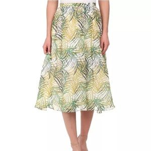 BB DAKOTA MIDI SKIRT GREEN TROPICAL PRINT PALM